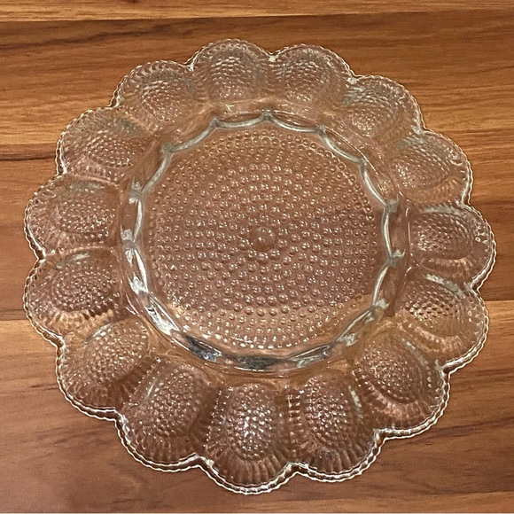 Vintage Indiana Carnival Glass Clear Deviled Egg Platter Serving Tray - Picture 8 of 11